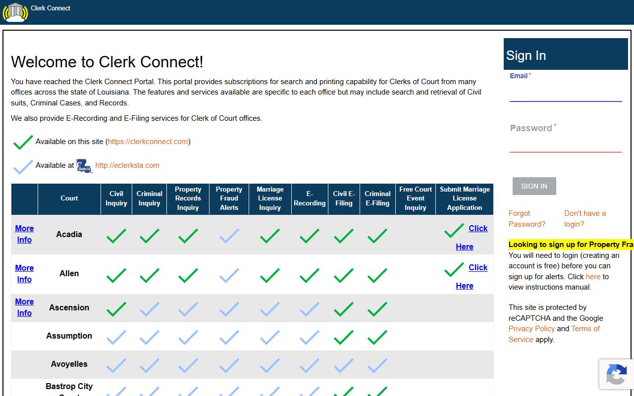 Louisiana court records after jail arrest Clerk Connect portal