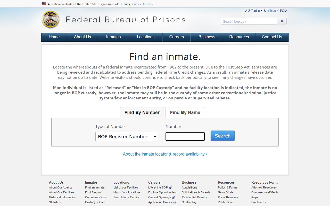 Louisiana federal inmate population BOP inmate locator